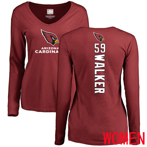 Arizona Cardinals Maroon Women Joe Walker Backer NFL Football 59 Long Sleeve T Shirt